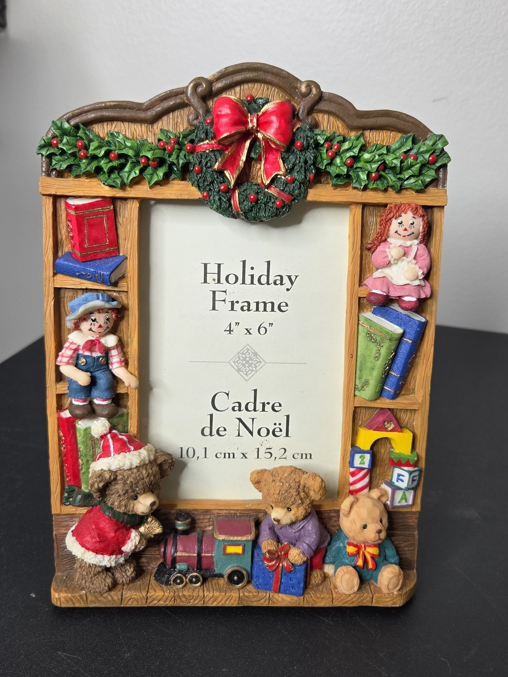 Traditions Raggedy Ann & Andy Bears Christmas Holiday Photo Frame